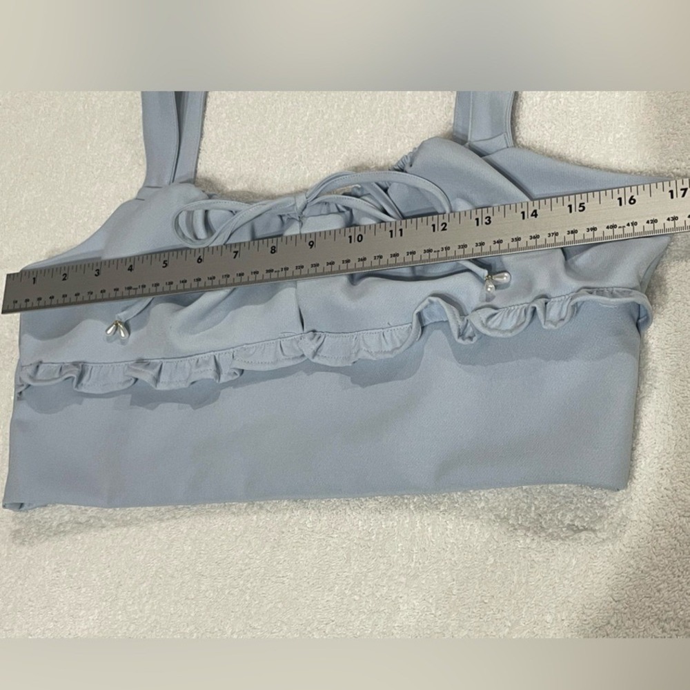 NWT GB Baby Dusty Blue Coquette Top Size‎ L Gianni Bini Y2K - Picture 7 of 10